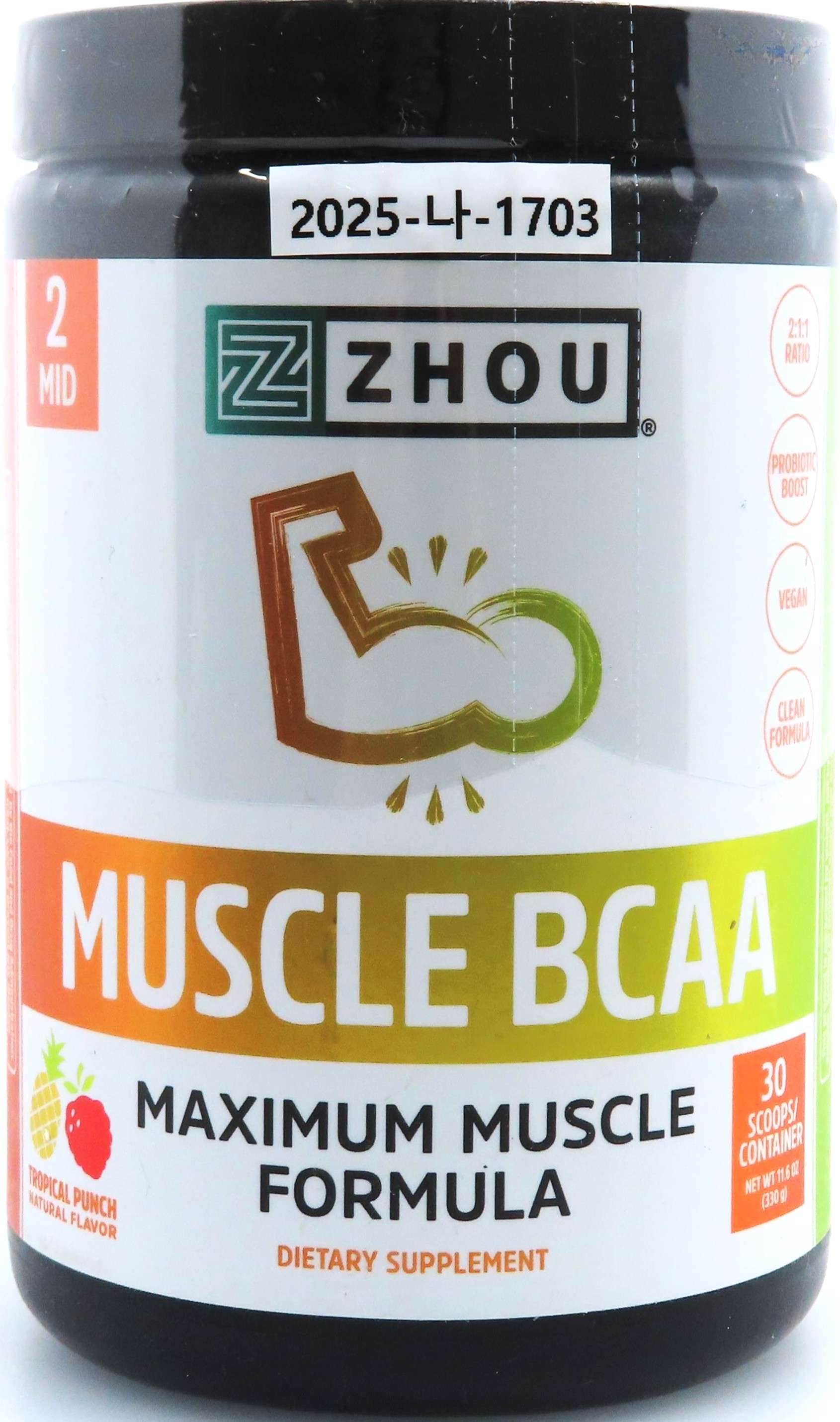 Zhou Muscle BCAA Maximum Muscle Formula Tropical Punch Natural Flavor_1.jpg