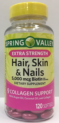 spring valley extra strength hair, skin & nails 5000mcg biotin_1.jpg
