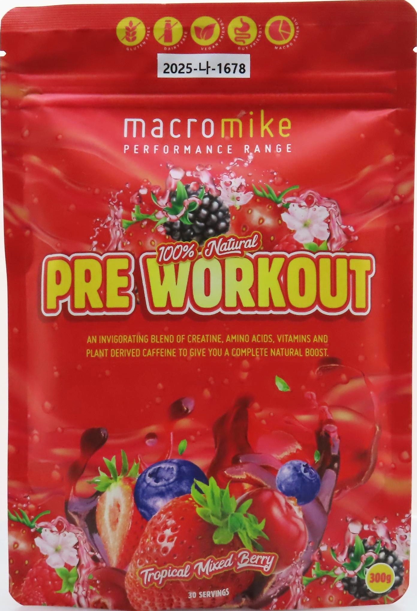 Macromike Perfomance Range 100% Natural Pre Workout Tropical Mixed Berry_1.jpg